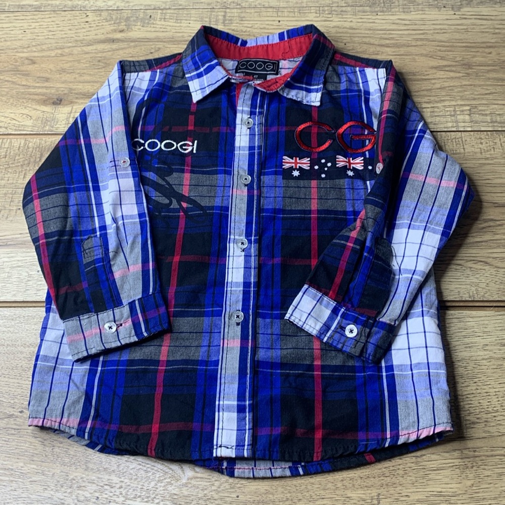 Toddler Coogi Button Down Plaid Shirt Size 4T